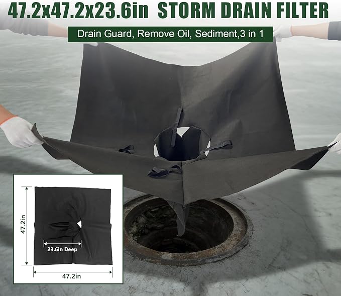 5 Pack PET Storm Drain Filter-47.2x47.2x23.6in Oil & Sediment Guard