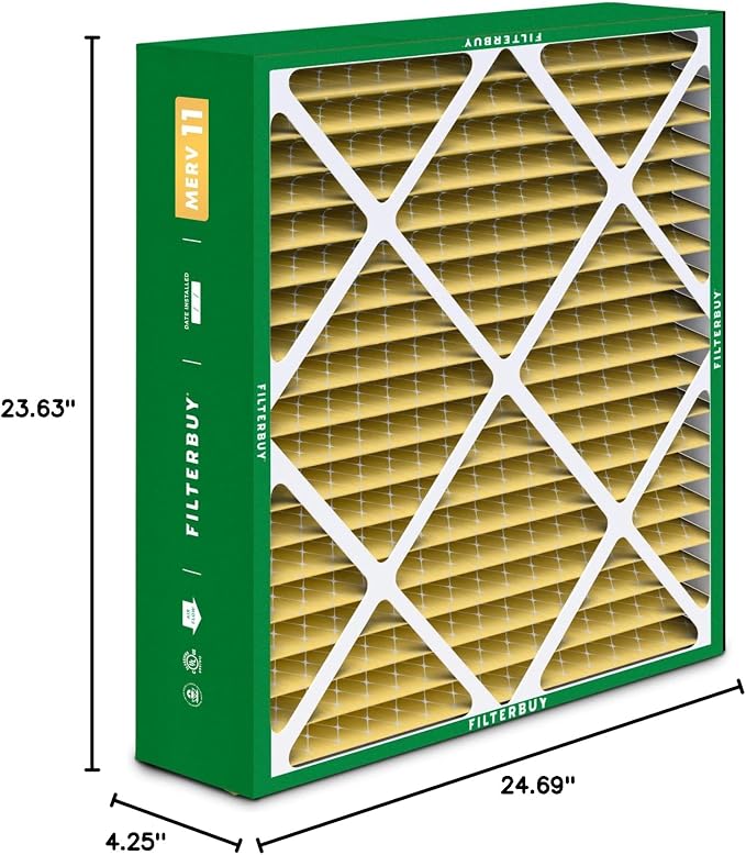 Filterbuy 24x25x5 Air Filter MERV 11 Superior Pet & Allergy Defense,