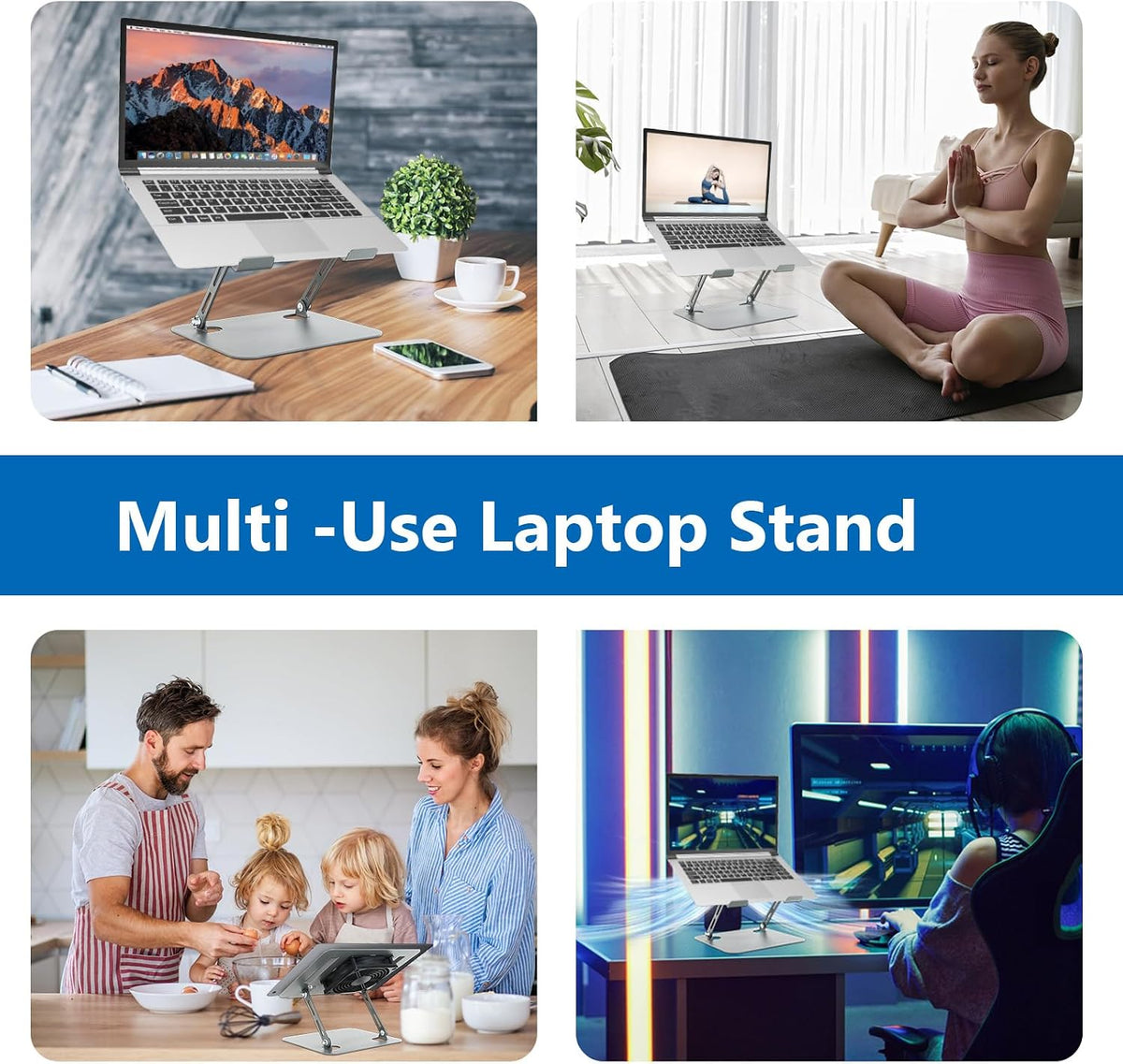 Laptop Cooling Stand with Fan and One Key Switch, Adjustable Laptop Riser