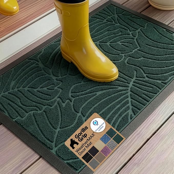 GORILLA GRIP 100% Waterproof All-Season WeatherMAX Doormat 35x23, US Designed