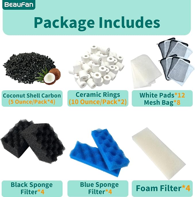 38 Pack Filter Media Kit for Fluval 306/307 Canister Filters, Replacement Bio