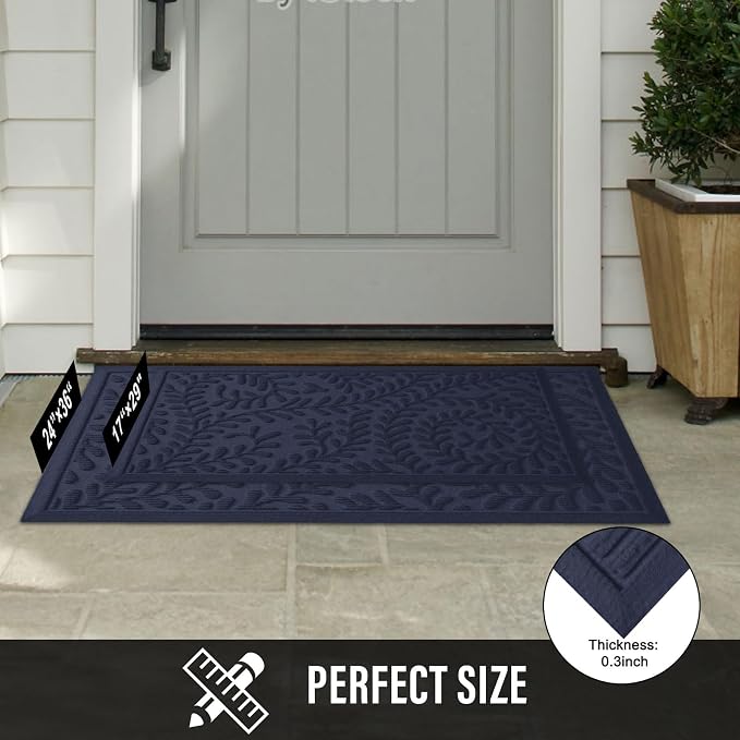 HIYARD Front Door Mat, Absorbent Dirt Trapping Welcome Door Mat Indoor Outdoor
