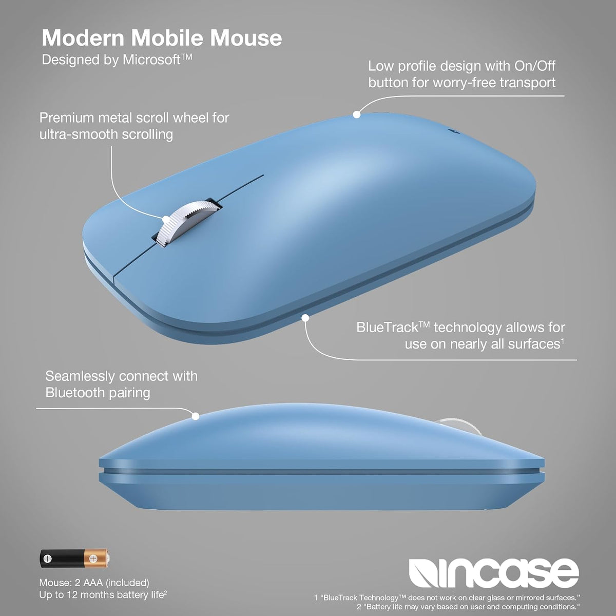 Incase Modern Mobile Mouse Designed by Microsoft, Wireless, Sapphire
