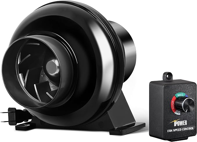 iPower 4 Inch 195 CFM Exhaust Inline Duct Vent Booster Blower