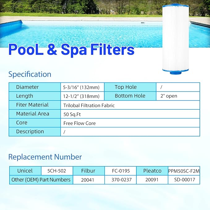 5CH-502 Spa Filter Cartridge Replaces