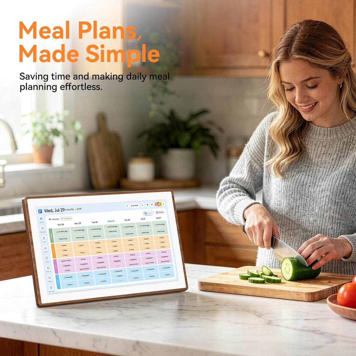 21.5" Smart Digital Calendar - Family Hub Planner (Walnut)