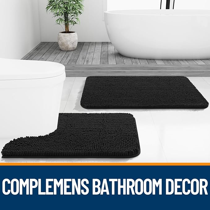 OLANLY Large Bathroom Rugs 40x32, Extra Soft Absorbent Chenille Bath Rugs