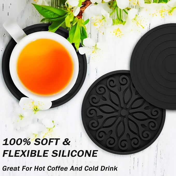 Silicone Coasters for Drinks, Resistant Reusable Drink Coasters-Great Gift for