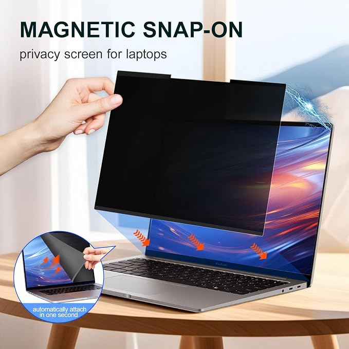 2Pack Magnetic 15.6 Inch Laptop Privacy Screen 16:9 Aspect Ratio, Removable