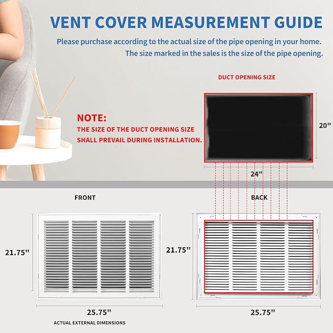 24x20 Return Air Grille, Return Air Vent Cover