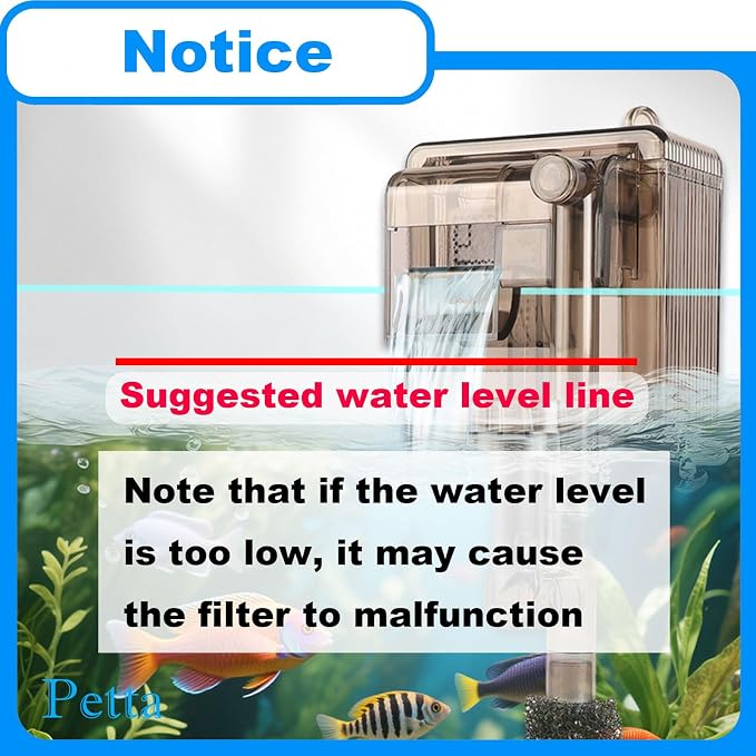 Hang on Back Fish Tank Filter for 3-5 Gallon Aquariums