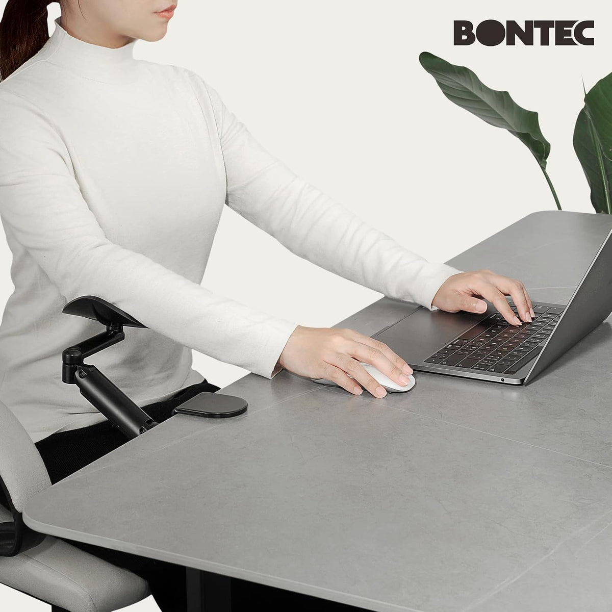 BONTEC Adjustable Arm Rest for Desk, 360° Rotating & Extendable, Aluminum
