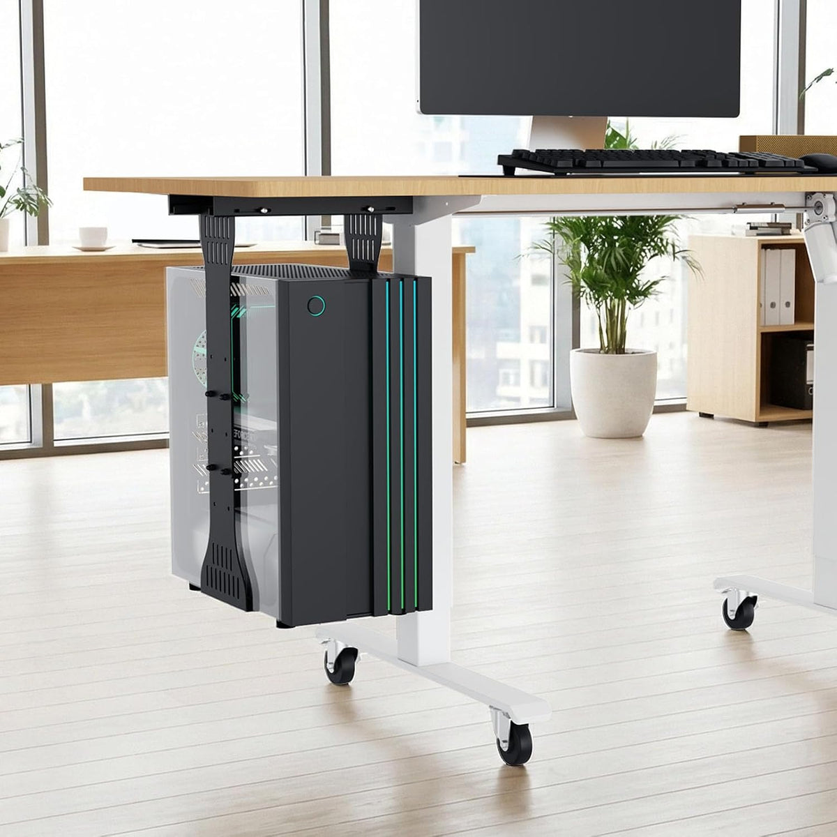 KEEGH Under Desk PC Mount, Adjustable Computer Tower Stand, Black