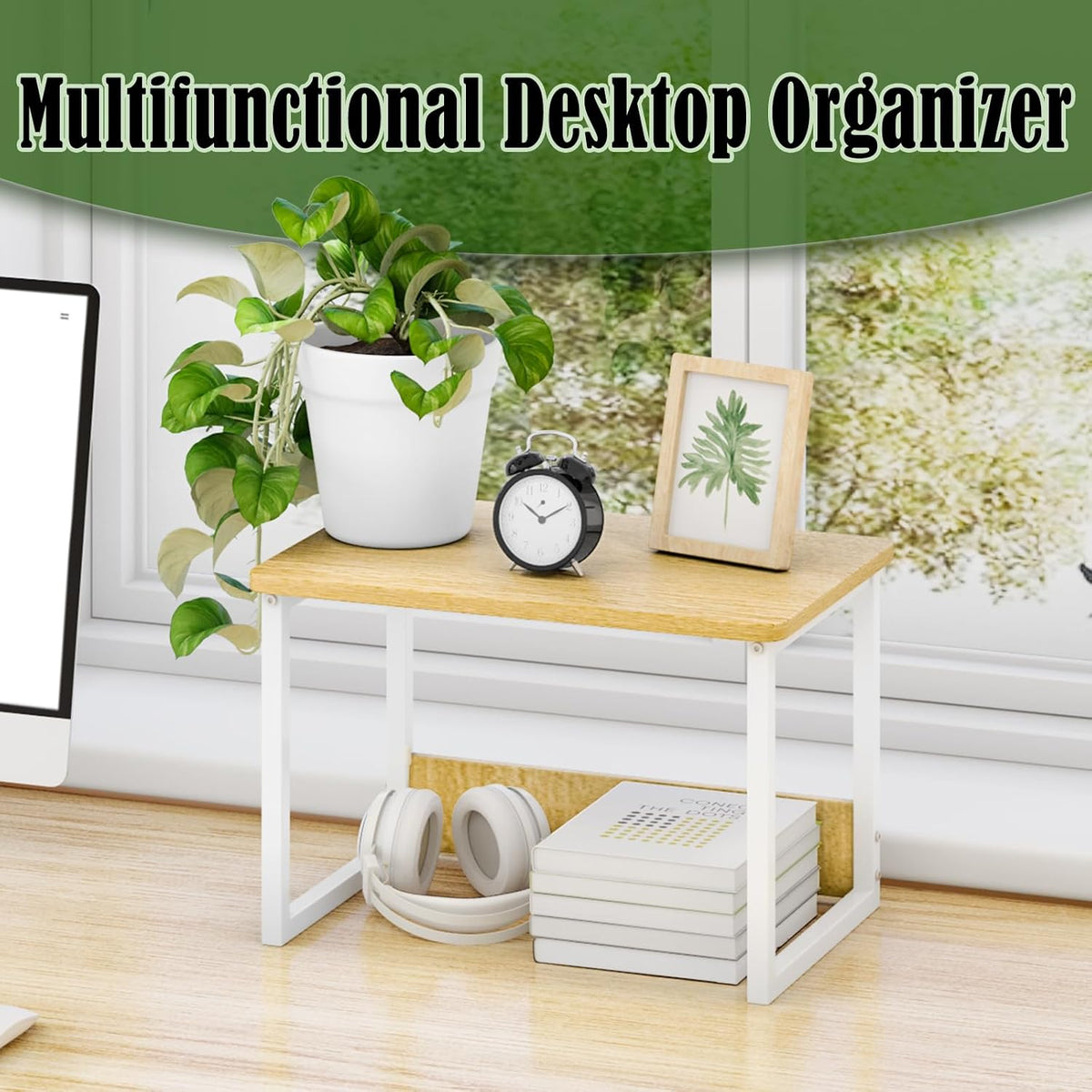 Printer Stand for Desk, 17.1"x12.4" Desktop Printer Stand Shelf Organzier