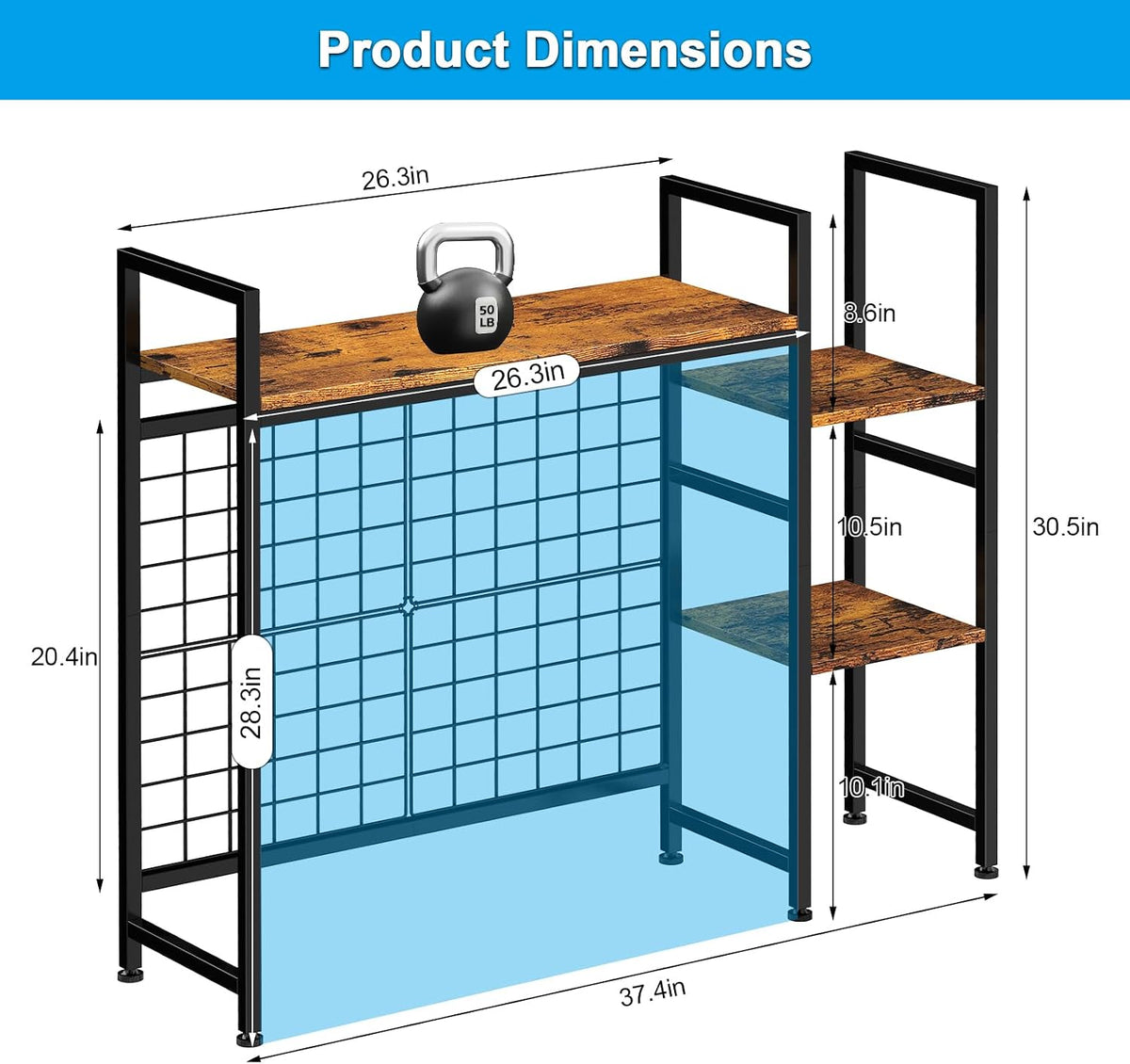 YBING Desk Shelf for Top of Desk Hutch - 4 Tier Computer Bookcase, Brown Wood Desktop Display Storage Rack Organizer for Home Office, Dorm