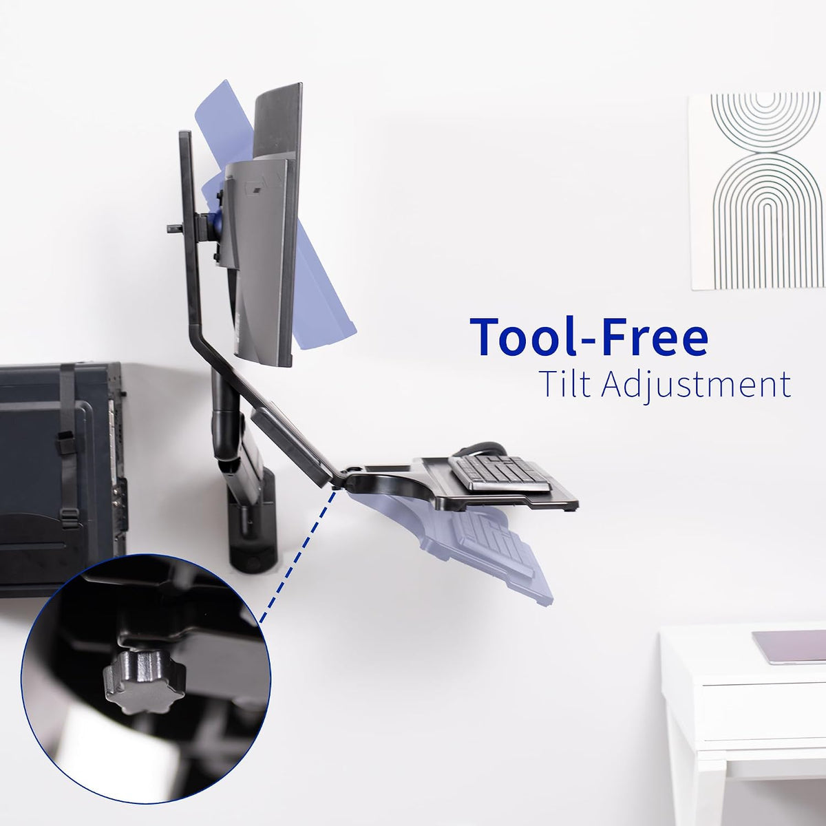 VIVO Monitor & Keyboard Counterbalance Sit-Stand Wall Mount, STAND-SIT1WD