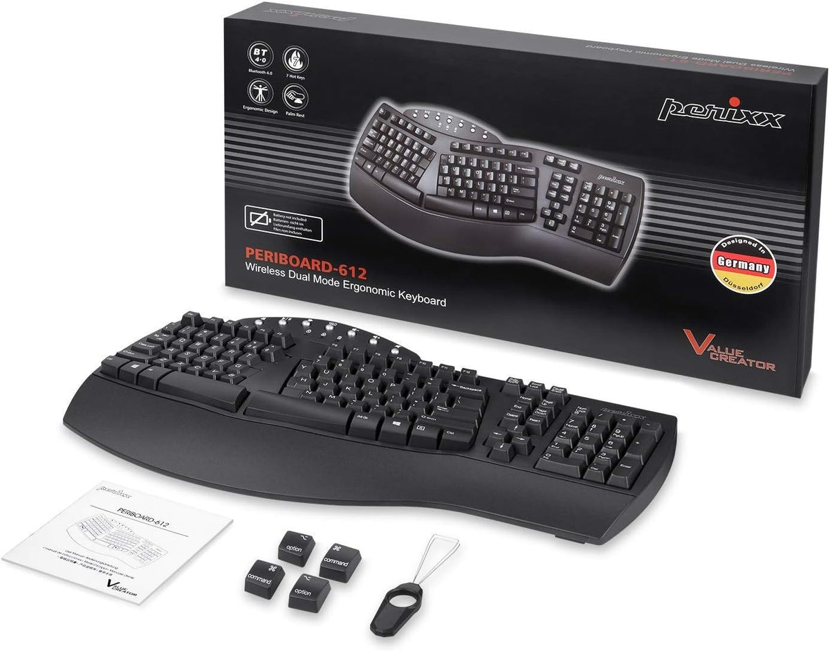 Perixx Wireless Ergonomic Keyboard with Gel Wrist Rest Bundle