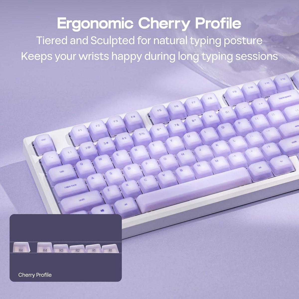 EPOMAKER AegisSil Keycap Set, Silicone Material, Cherry Profile, 113 Keys, 65%/75%/Full Size, Custom Keyboard Keycaps Set for Cherry MX, Kailh, Outemu, Gateron Mechanical Gaming Keyboard (Purple)