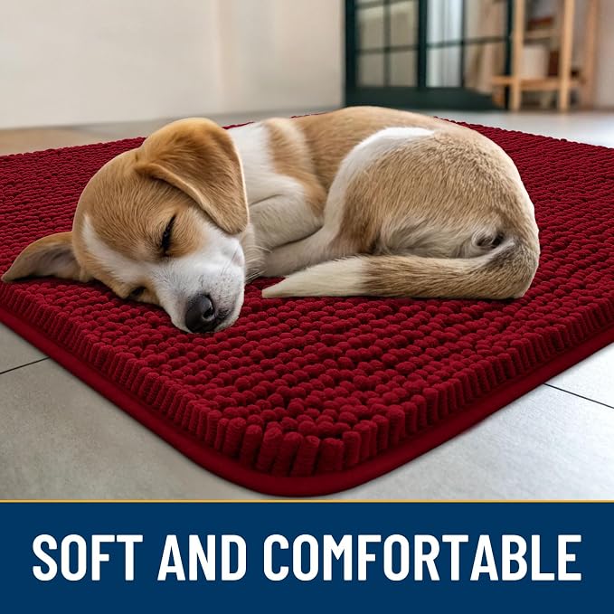 Smiry Dog Door Mat for Muddy Paws 70x35, Absorbent Dirt Trapper, Non-Slip