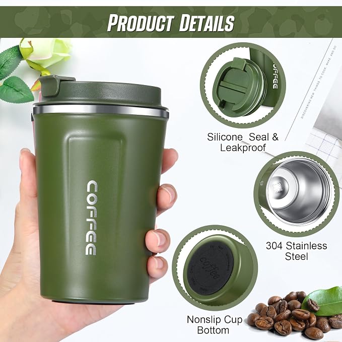 Sieral 4 Pcs 13 oz Travel Coffee Mug Insulated Reusable Coffee Cups