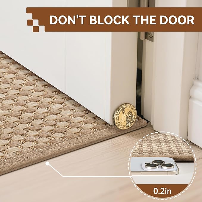 Front Door Mat 17''x30'', Absorbent Dirt Resist Washable Non Slip Low-Profile