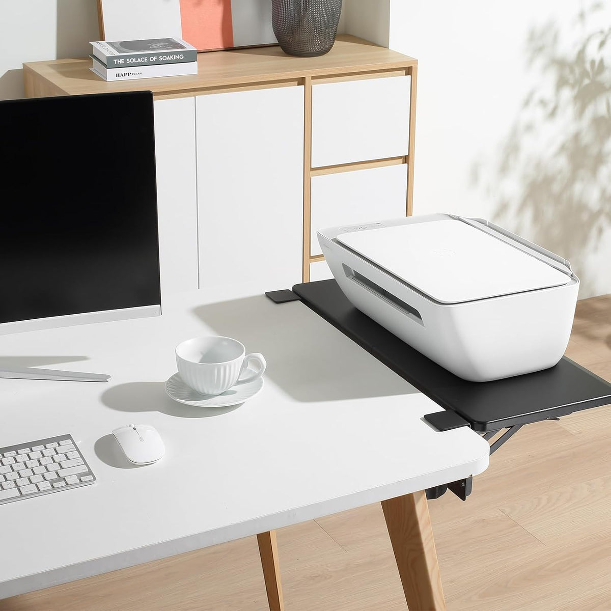 ETHU Foldable Desk Extender Tray with Clamp, 25.6x11.4", Black
