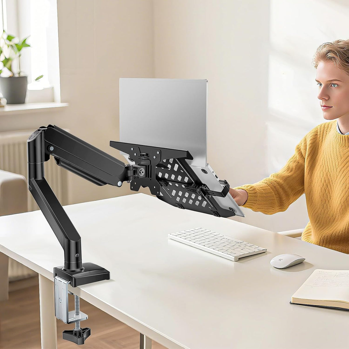 WALI Laptop Desk Mount for 17" Notebook and 34" Screens, Holds 22-26.4 lbs