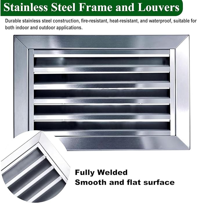 Heat Dissipation Louvered Vent Wall Gable Vents 304 Stainless Steel,