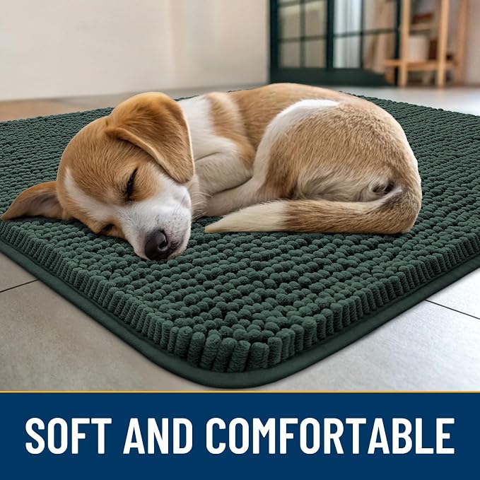 Smiry Dog Door Mat for Muddy Paws 36x24, Absorbent Dirt Trapper, Non-Slip