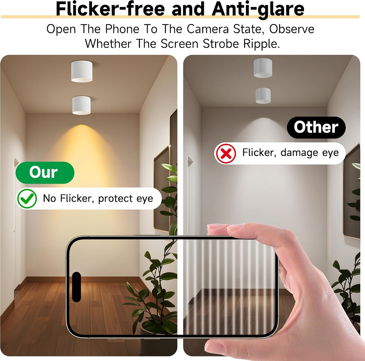 LED Flush Mount Ceiling Light Fixture, Dimmable 3Pack White Cylinder Light