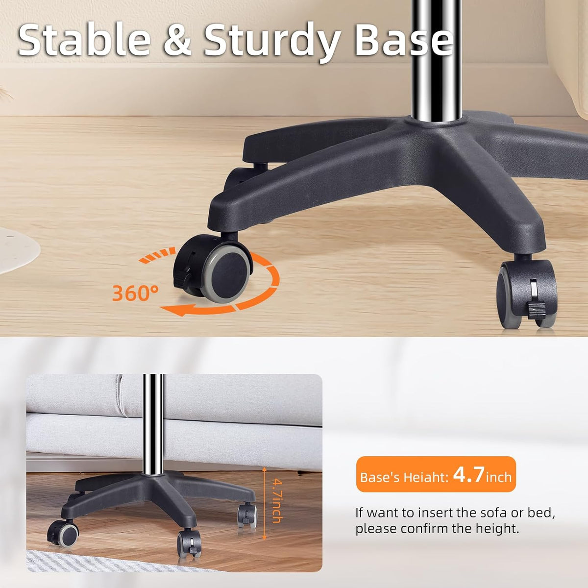 Mobile Laptop Stand Desk on Wheels, Height Adjustable Rolling Cart with Tilting Tabletop and Cup Holder (XX-Large)