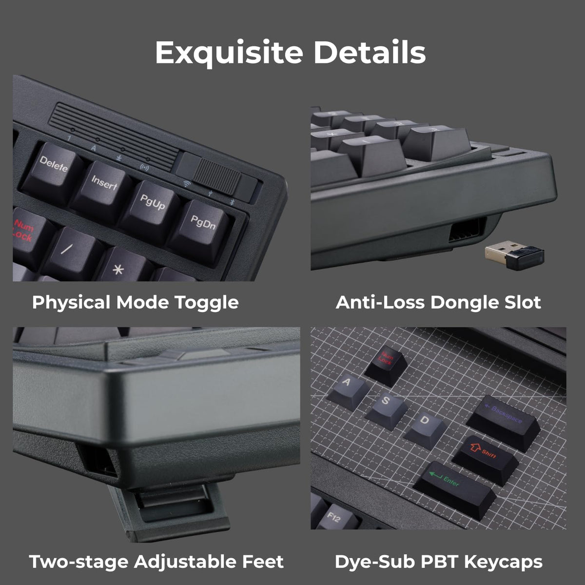 FL·ESPORTS OG98 Tri-Mode Retro Mechanical Keyboard, 96% Gasket Mount Hot Swappable Gaming Keyboard, PBT Keycaps, 4000mAh for Mac/PC - Pre-lubed Creamy Linear Switches | Black