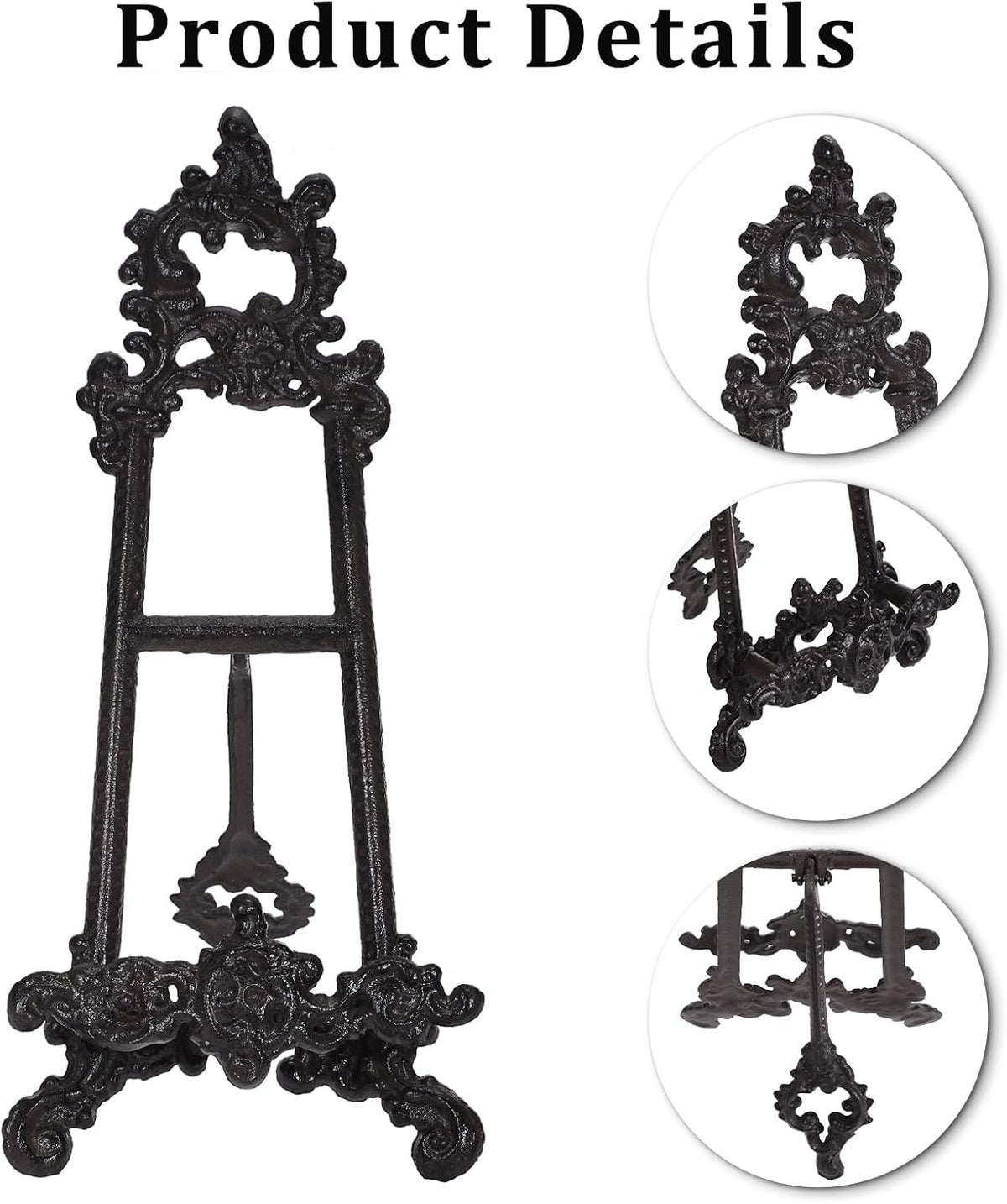 Cast Iron Cookbook Stand - Heavy-Duty Metal Recipe Book Holder, Vintage Cast Iron Display Rack for Recipe Book, Bible, Magazine & Plate, Home Kitchen Countertop Decor
