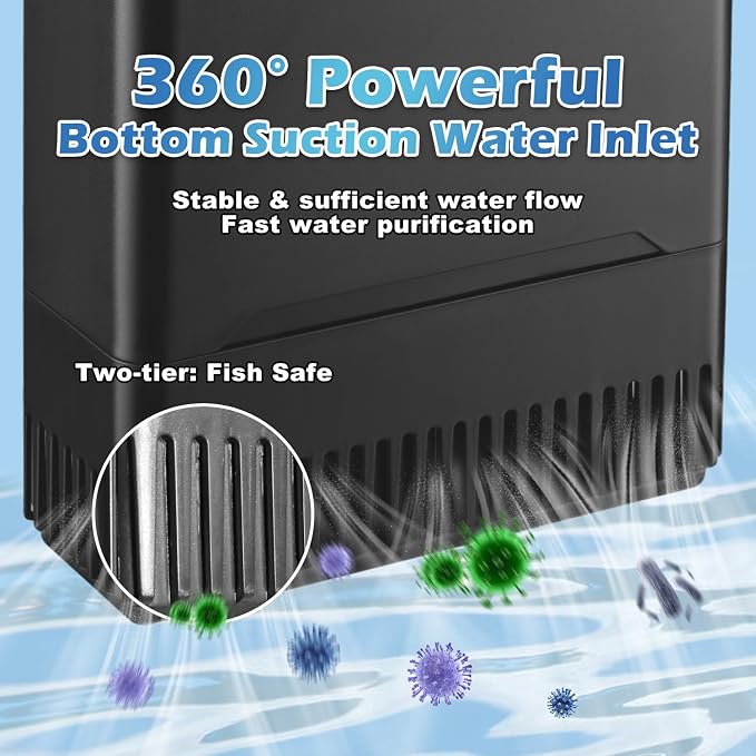 Turtle Tank Filter Aquarium Filter w/ Detachable U-V Light