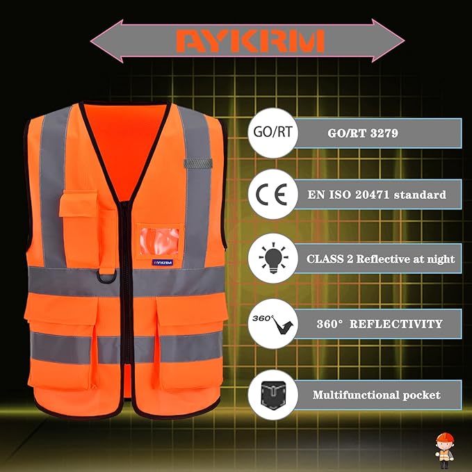 A-SAFETY High Visibility Reflective Safety Vest Customize Logo (XS-8XL)