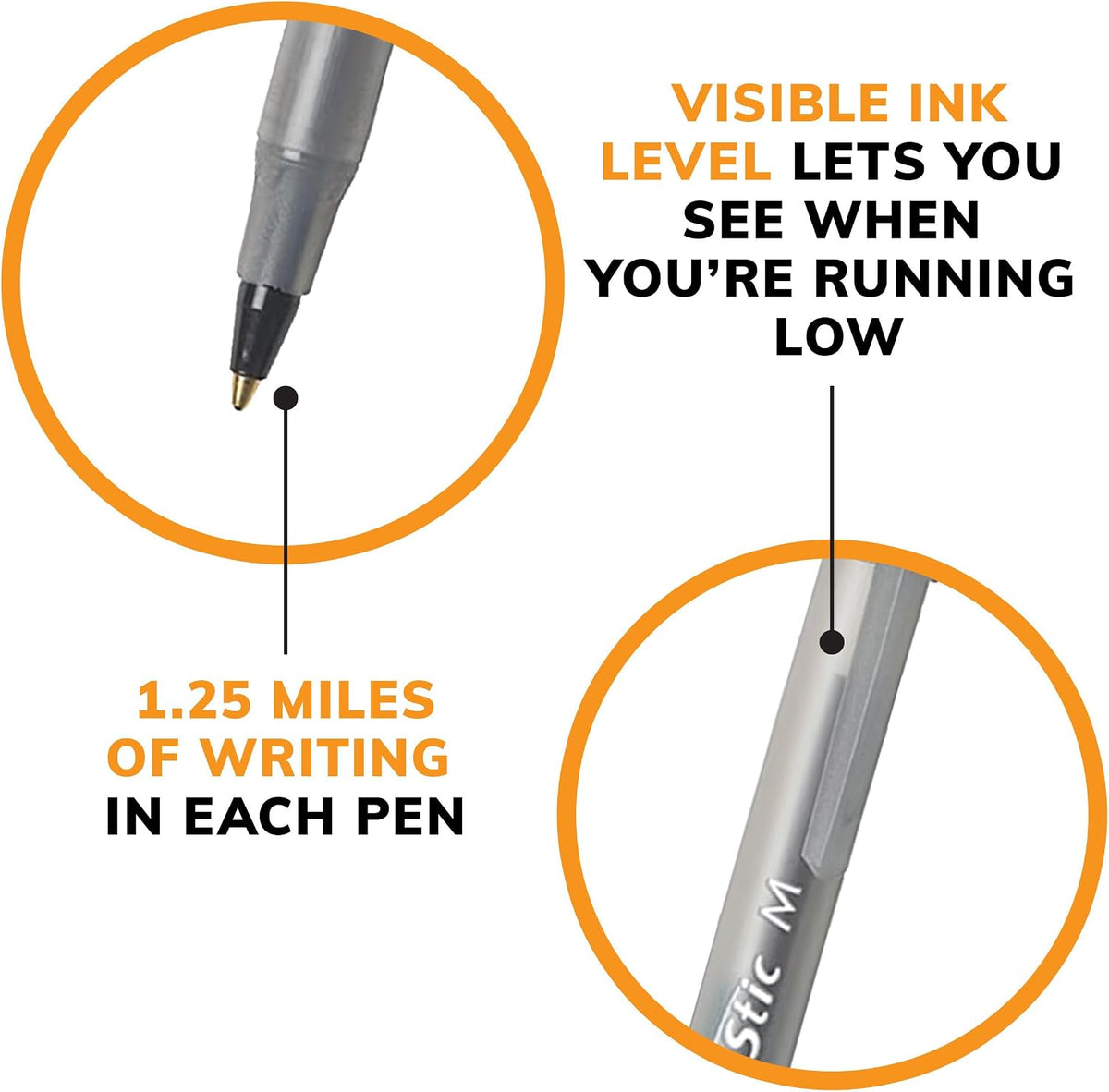 BIC Round Stic Xtra Life Ballpoint Pen, 1mm Medium Point, Pack of 240