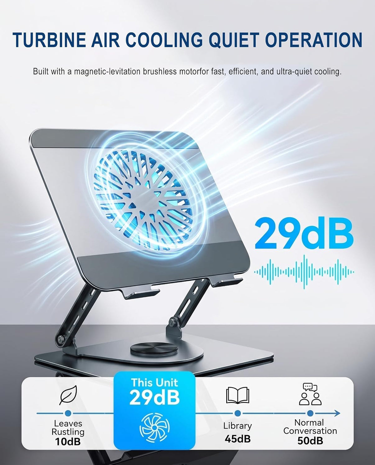 360° Rotating Laptop Stand with Upgraded Integrated Fan