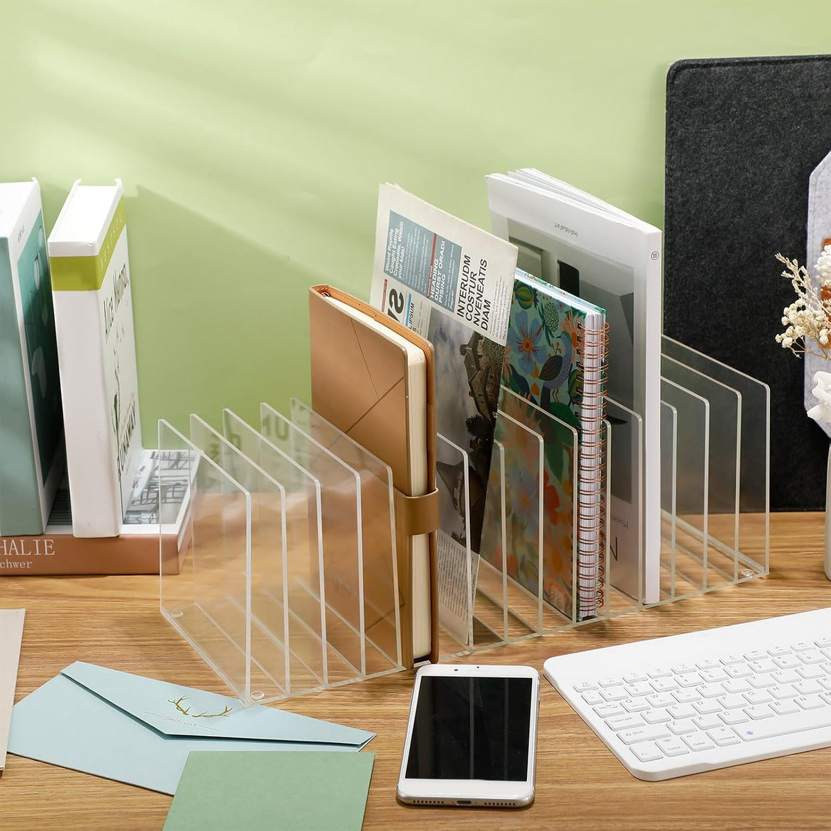 Ctosree 15 Compartments Acrylic Desk File Organizer
