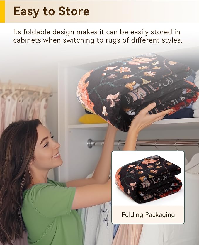 RELEANY Area Rugs Runner 2'x10' Washable Non-Slip, Floral Vintage Distress