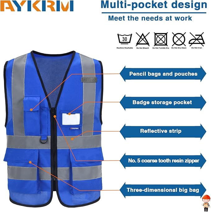 A-SAFETY High Visibility Reflective Safety Vest Customize Logo (XS-8XL)
