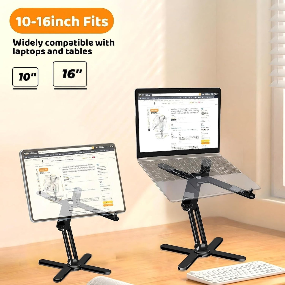 MOALLIA N86 360 Rotating Laptop Stand for Desk with Locking Knobs, Black