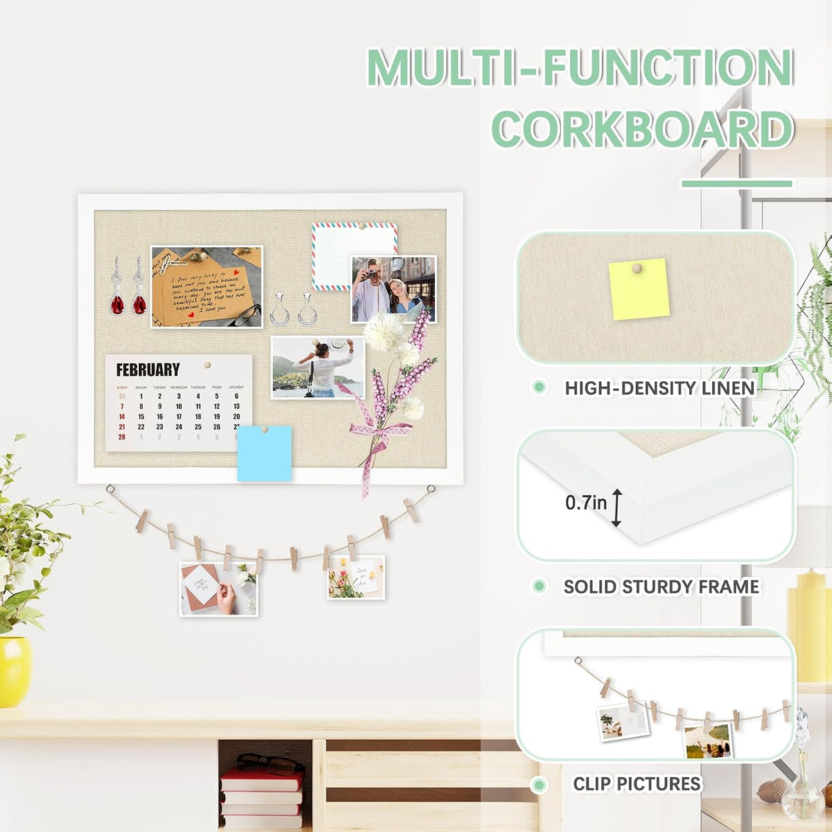 DOLLAR BOSS Double-Sided Bulletin Boards with Linen, 24"x18" Cork Board