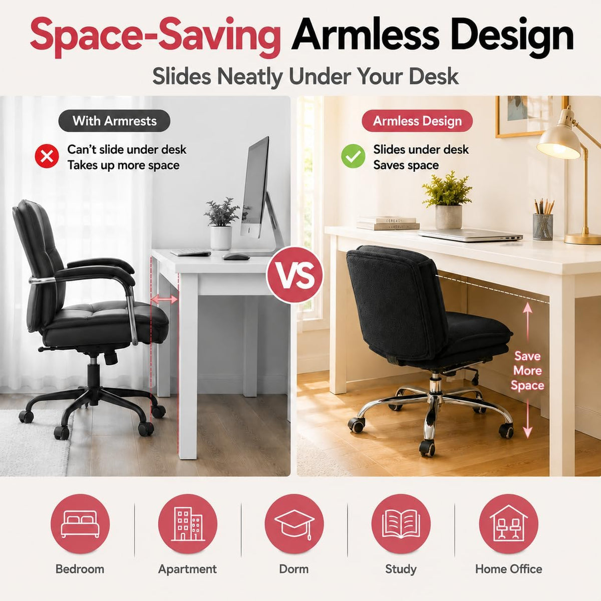 Criss Cross Office Chair, Armless Cross Legged Office Chair with Footrest
