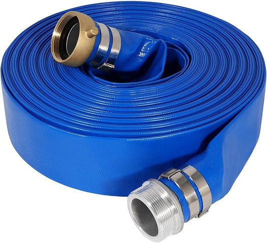 1" x 50 ft Backwash Hose for Swimming Pools, Heavy Duty PVC Lay Flat Water