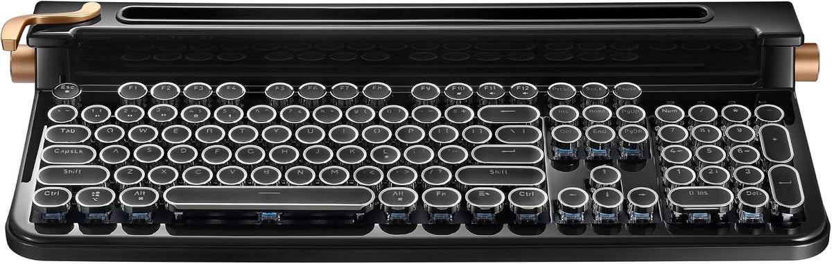 FINEDAY Keyboard 2.0 Plus, 2.4G Wireless & Bluetooth, 104 Keys, Blue Switch, 5000mAh, Retro Mechanical Keyboard for PC/Mac/Phone (English Keycaps)