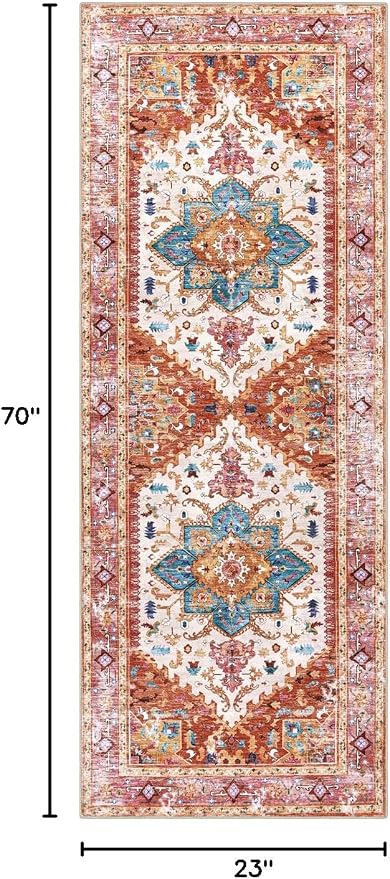 Yamaziot Washable Runner Rug, 2x6 Non-Slip Boho Vintage Hallway Rug Runner