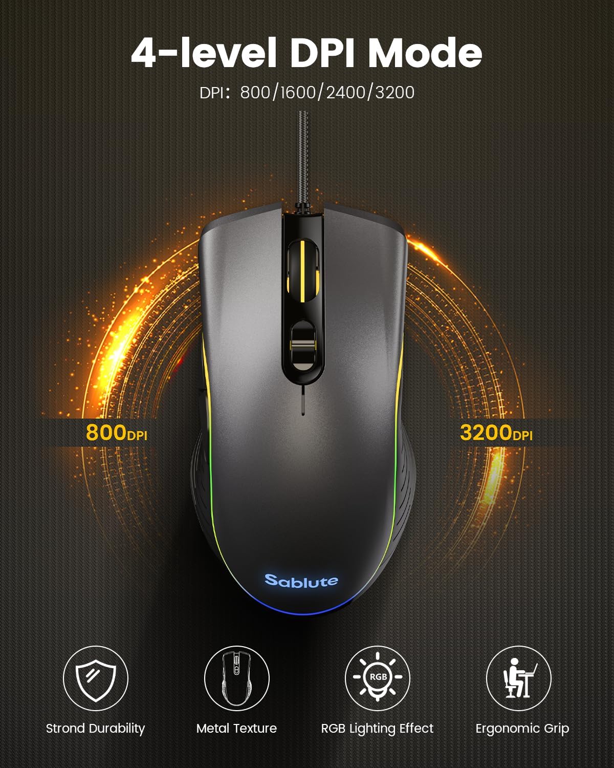 SABLUTE Gaming Keyboard and Mouse, Quiet Membrane with RGB Backlit