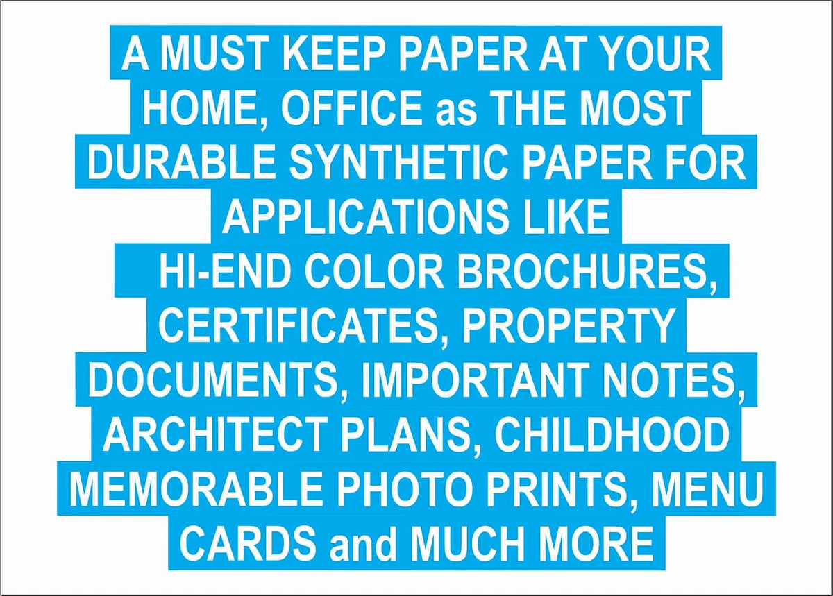 Premium Waterproof Synthetic Paper 5 MIL 110Lb 11 x 17 Non-Tear 100 Sheets