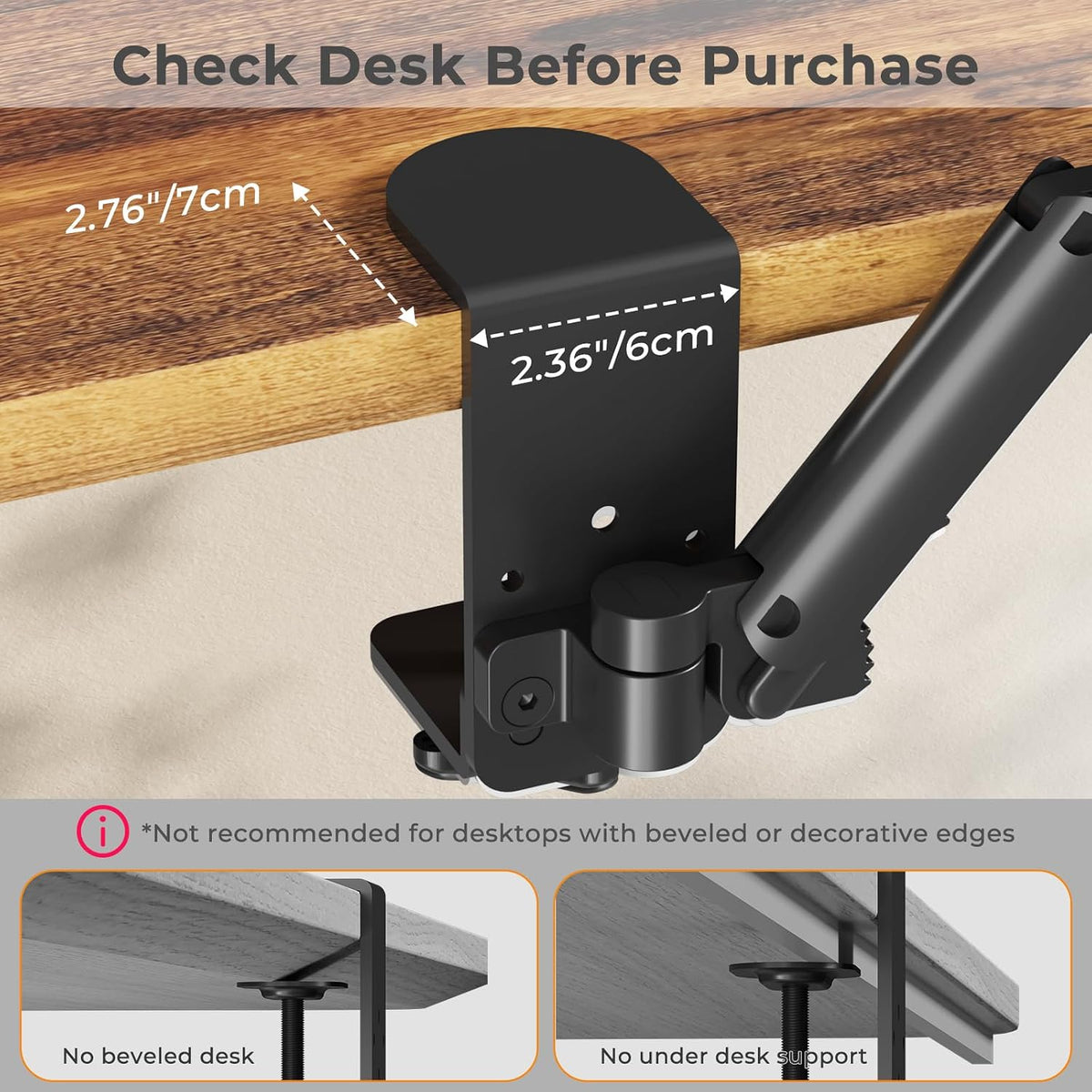 JOY worker Clamp-on Adjustable Arm Rest, 360° Rotating Elbow Rest for Desk