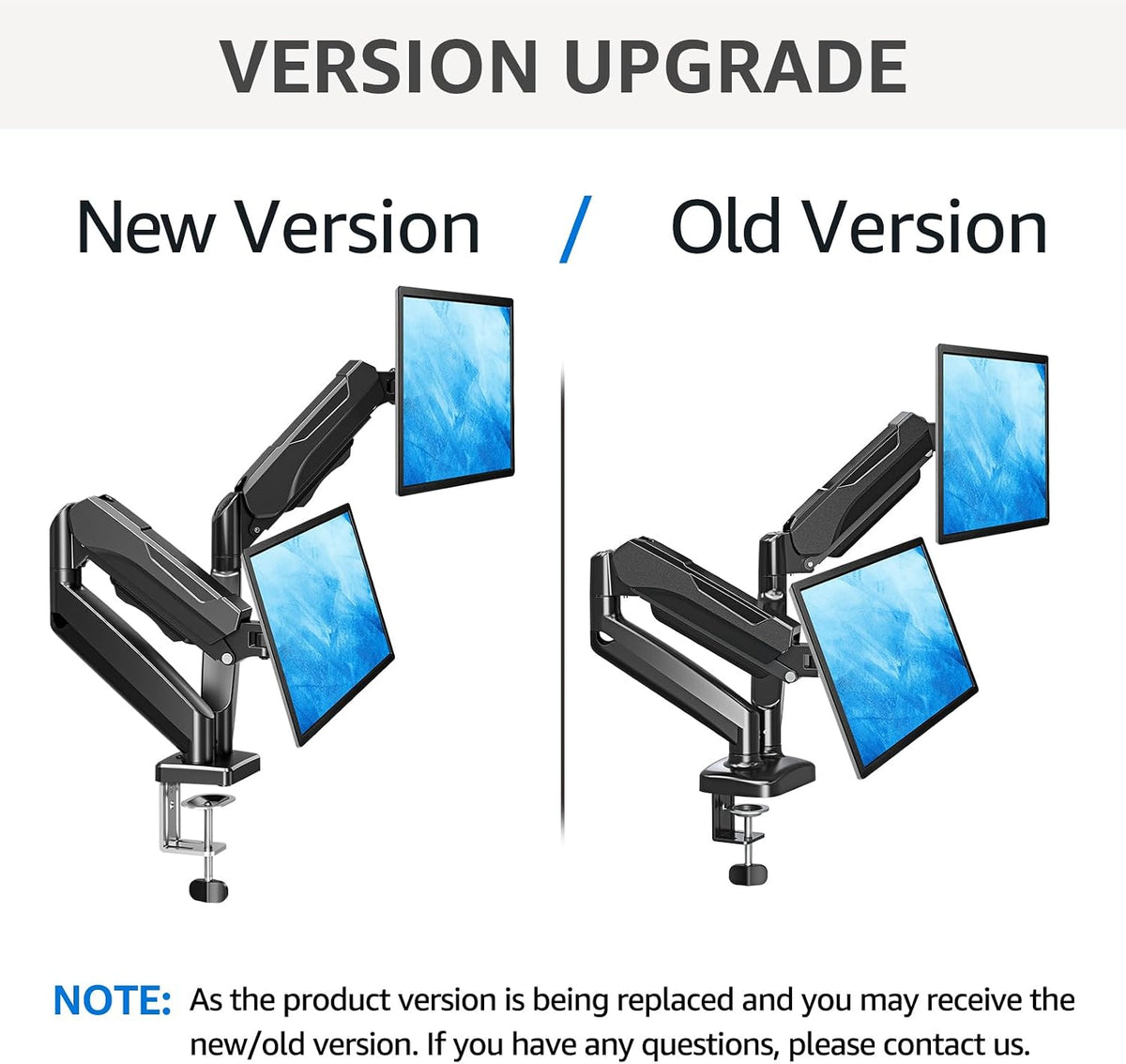 MOUNTUP Dual Monitor Stand for Desk, Monitor Arms for 2 Monitors 32 27 24 22 Inches, Height Adjustable Double Monitor Mount, VESA Mount with C-Clamp & Grommet Base, Holds 4.4-17.6lbs
